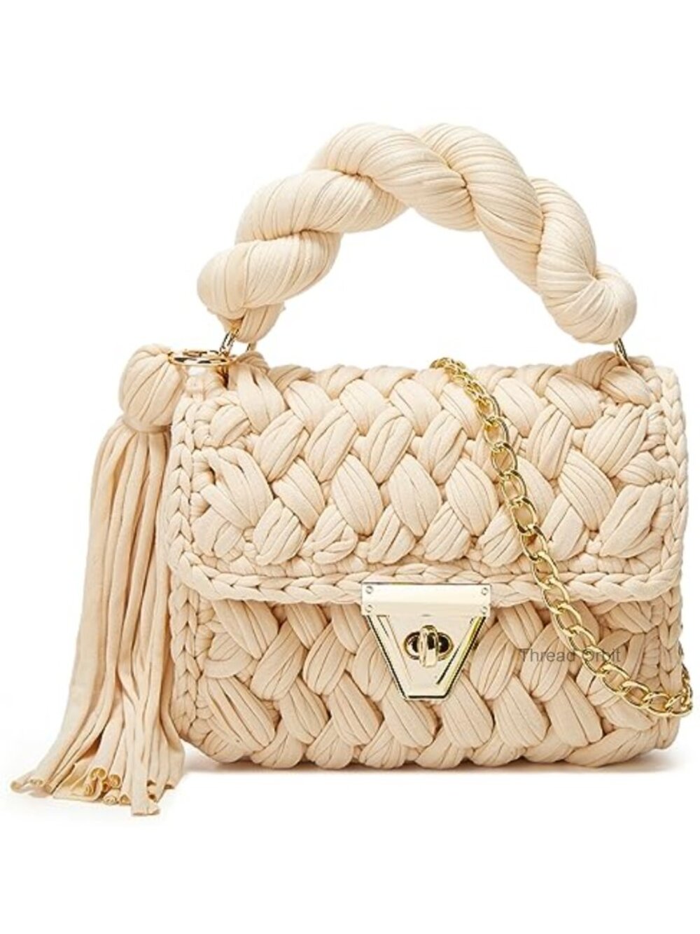 Handwoven Crochet Tote Bag Knit Crossbody Shoulder Handbag for Women